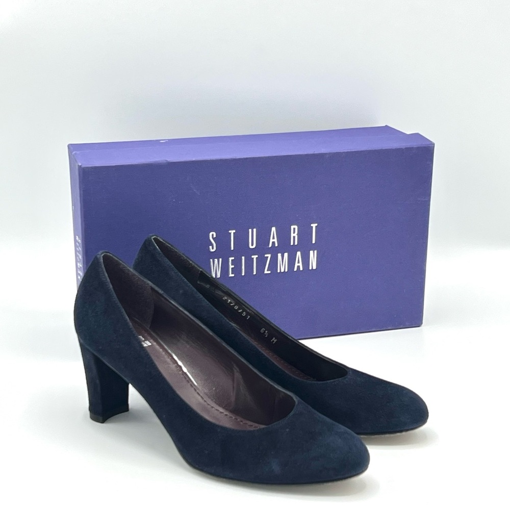 Stuart Weitzman Chime Navy Suede Pumps, Size 6.5